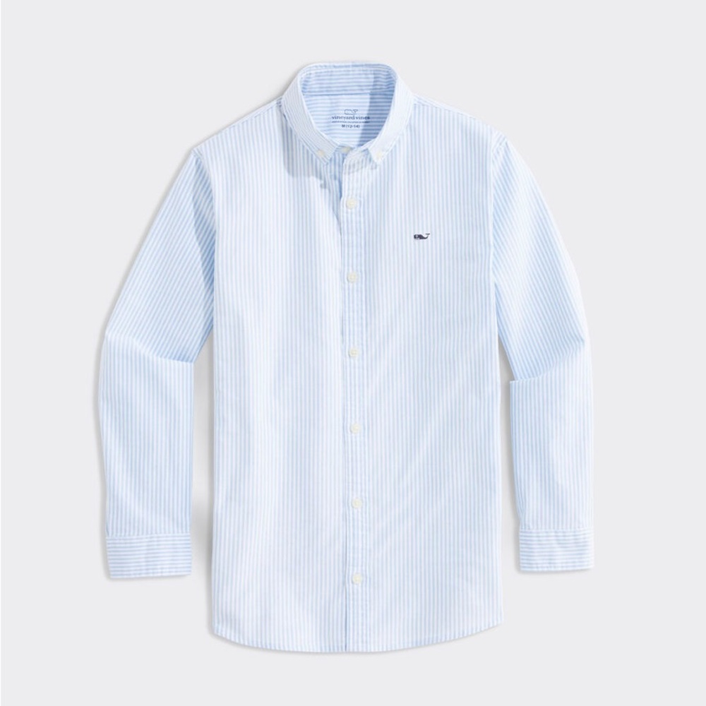 Vineyard Vines Boys 6 Blue and White Oxford Stripe Button Down Shirt